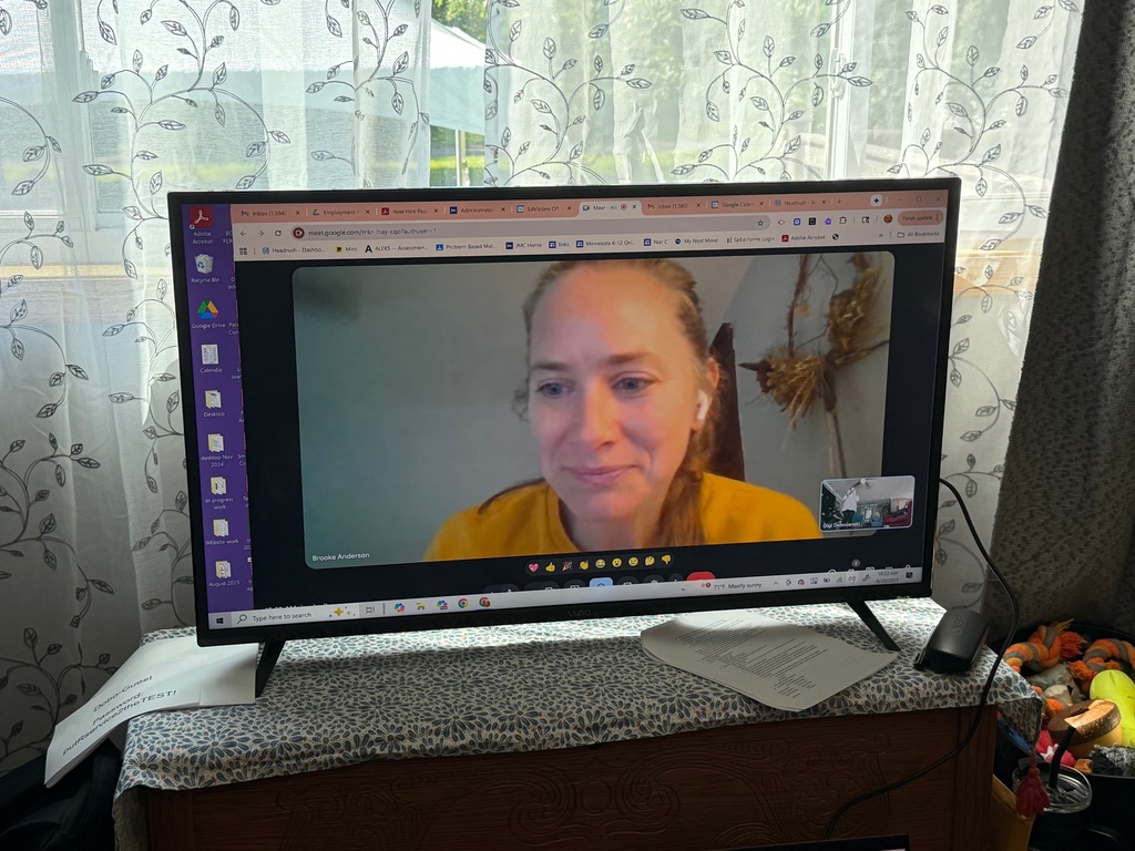 person on screen