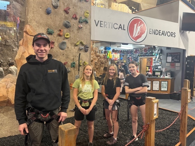students ready to rock climb