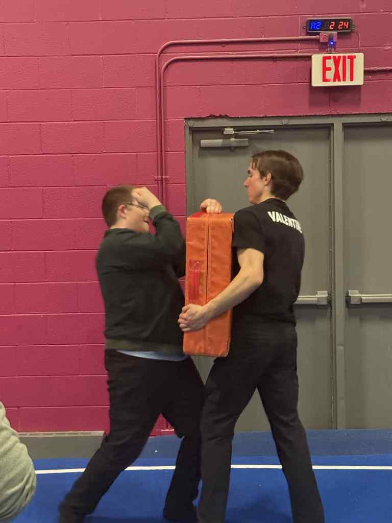 student practicing moves