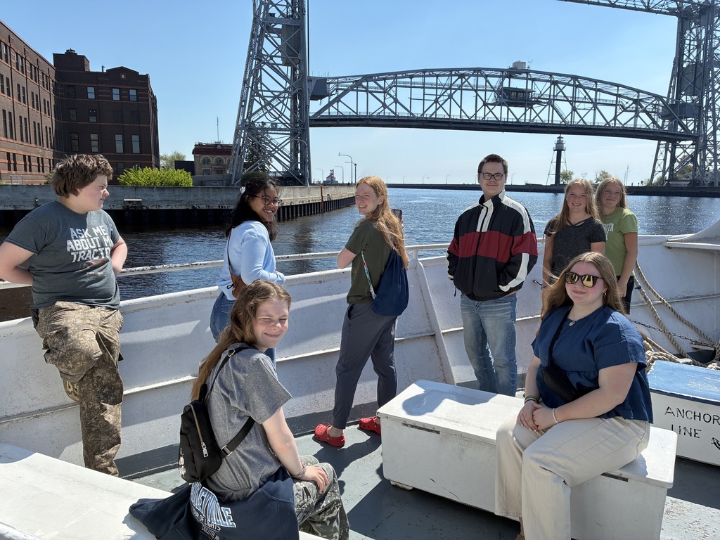 students on boat