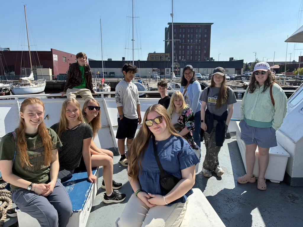 students on boat