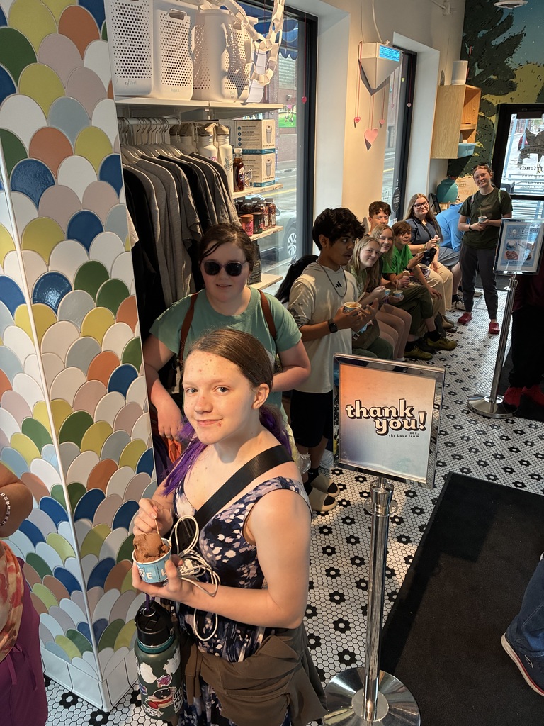 ice cream shop with students