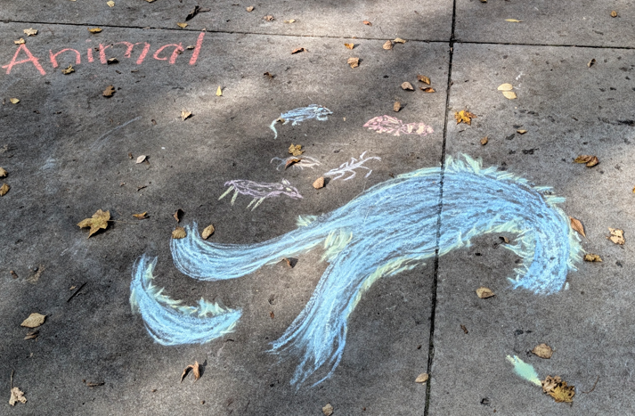 student art on sidewalk