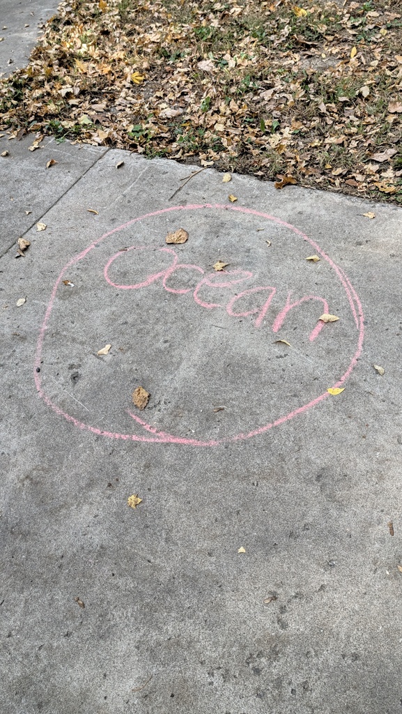 ocean written in chalk on sidewalk