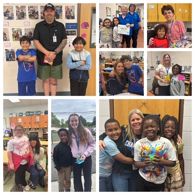 Collage of students and teachers smiling and hugging
