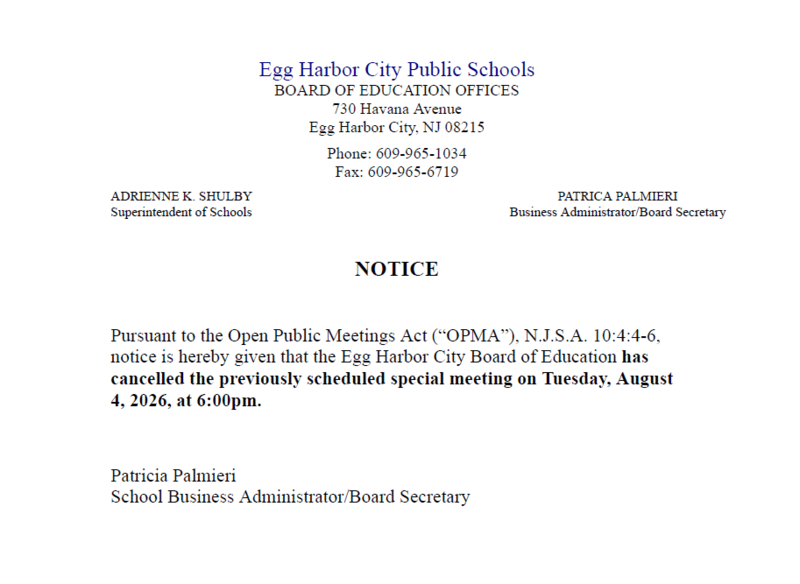 Cancellation Notice of Special Meeting