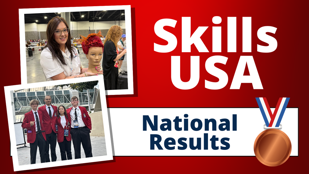 SkillsUSA Nationals Results with two photos of students at the competition