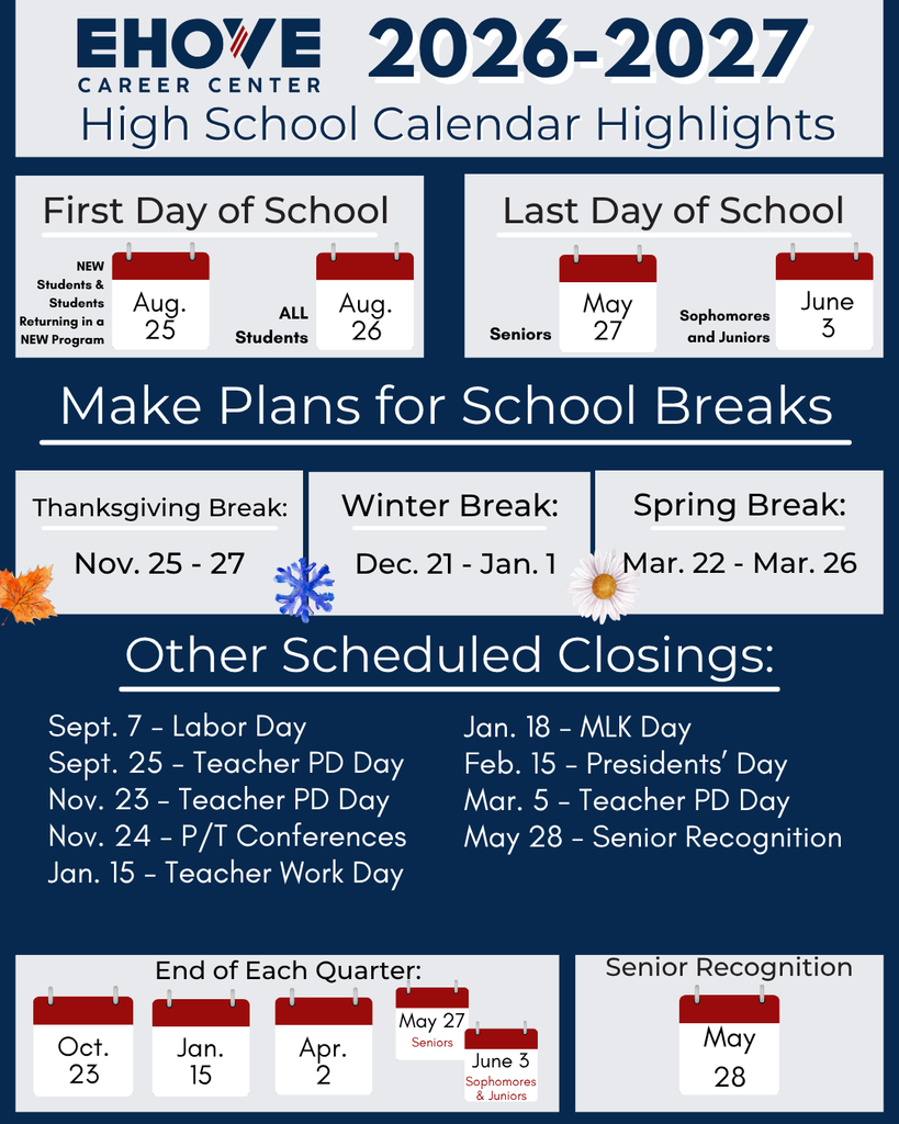 Calendar Highlights - list of important dates
