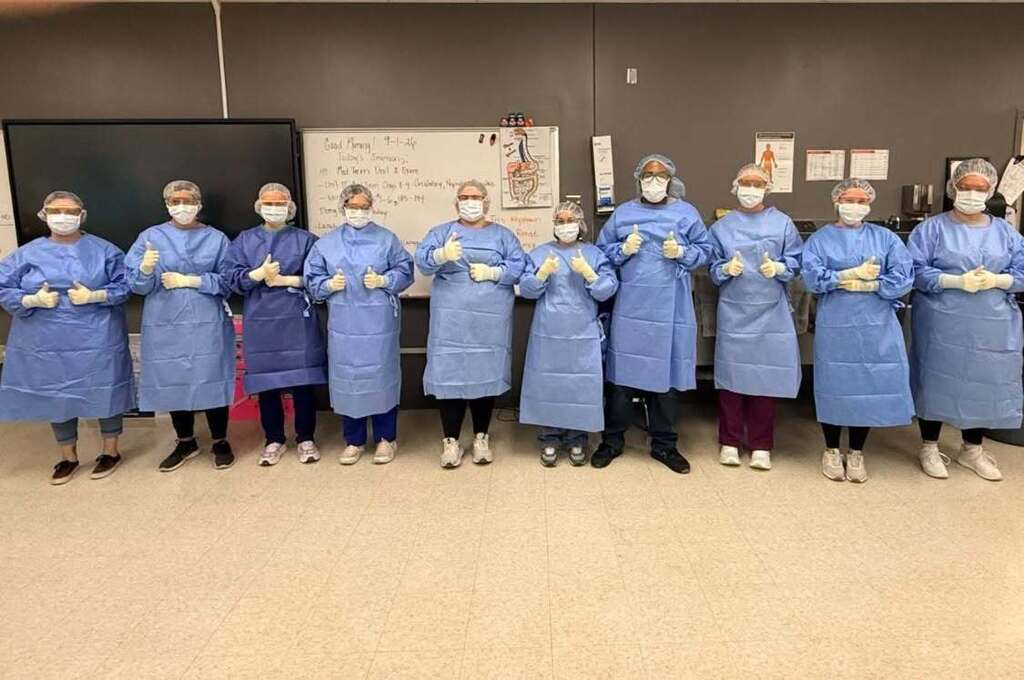 Surgical Technology Students lined up in their gowns