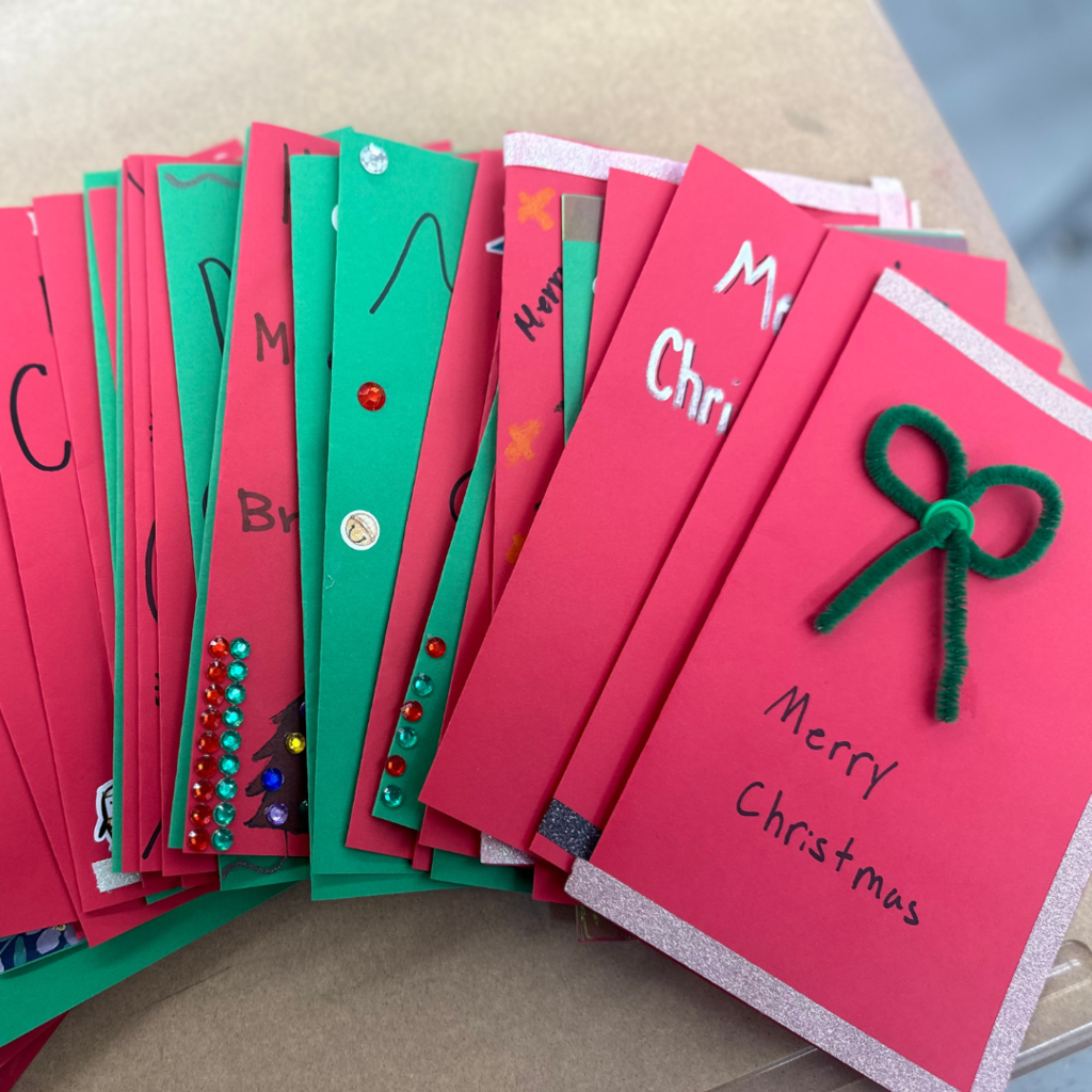 stack of cards the kids made