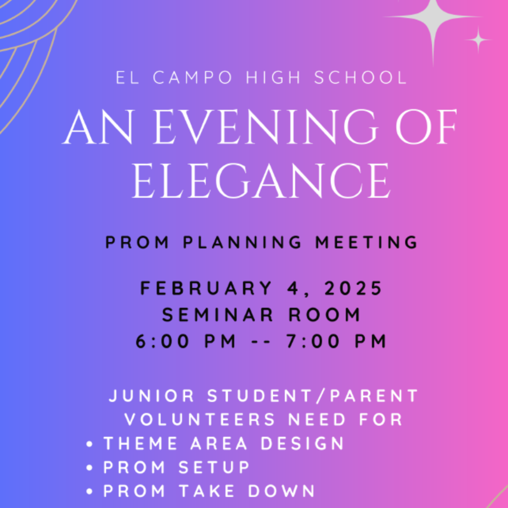 an evening of elegance prom planning meeting february 4 from 6-7 in the high school seminar room