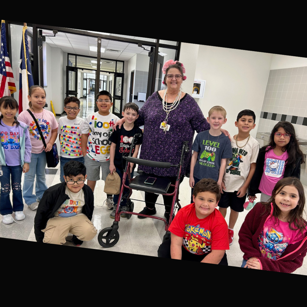 students and teachers dressed up as "old" people