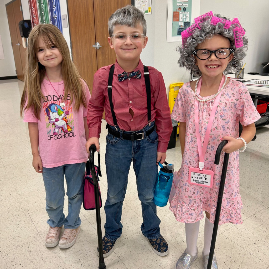 students dressed up as "old" people