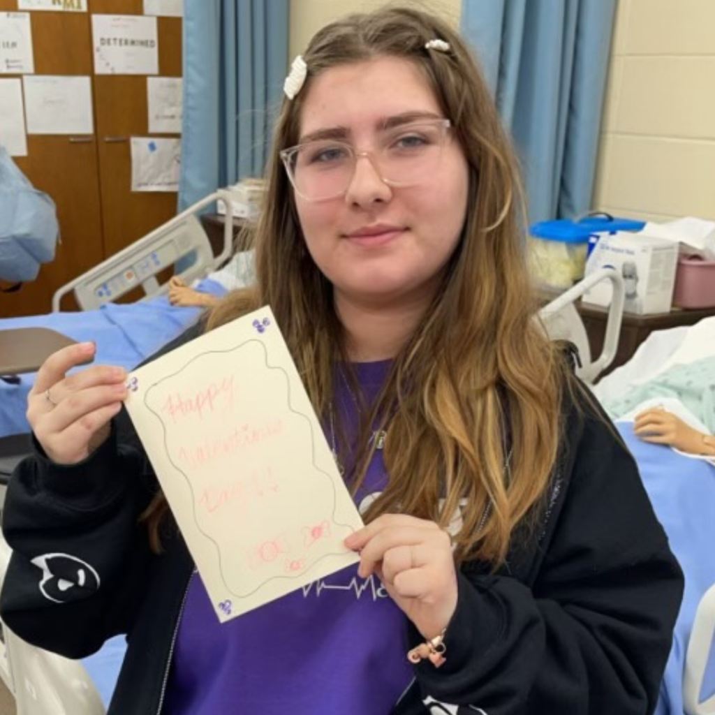 sample of a valentine card made by student