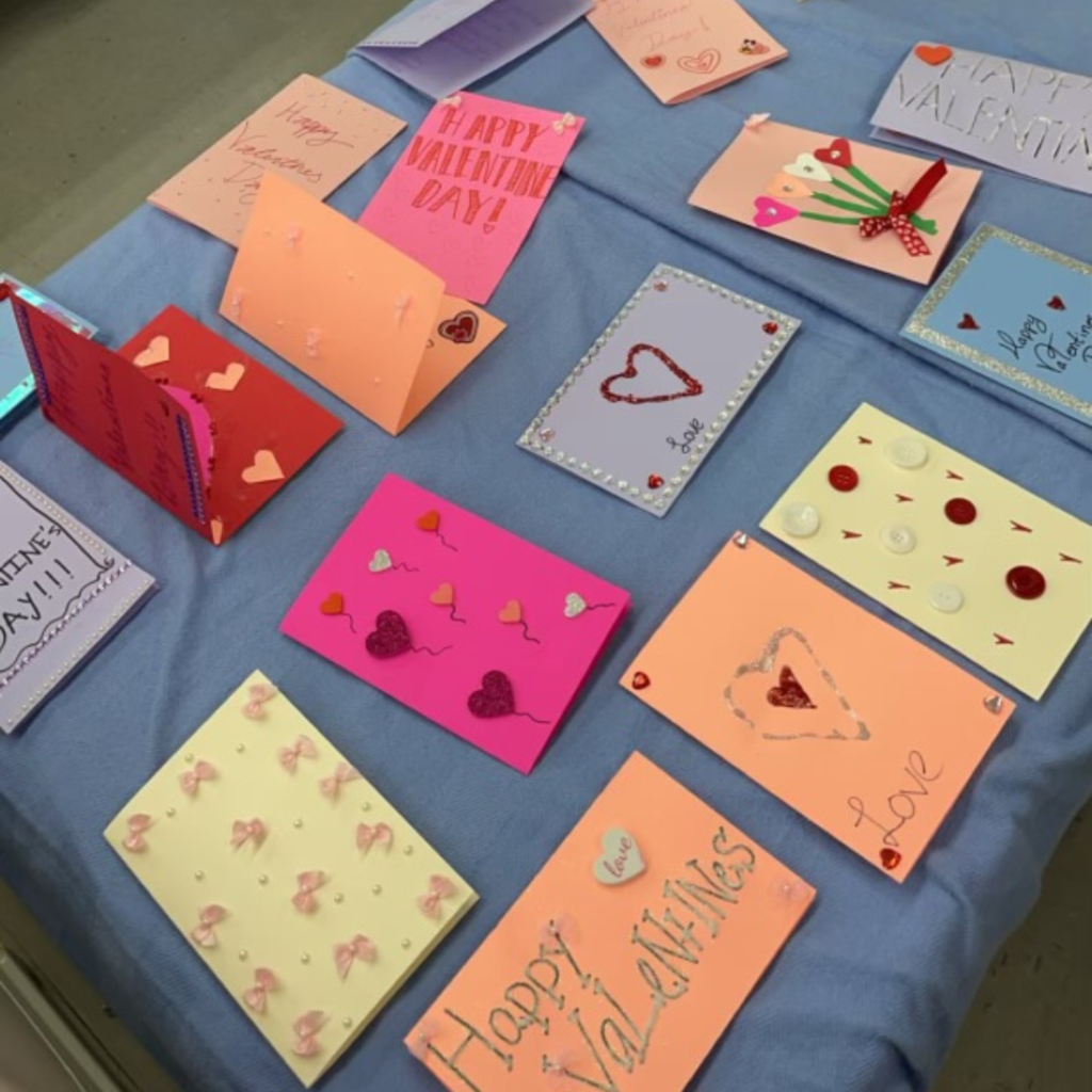 samples of a valentine cards made by students
