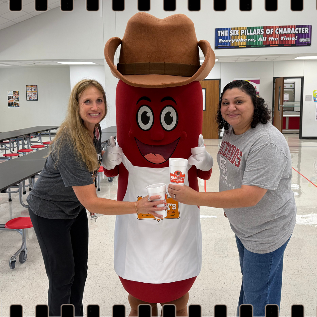 prasek's mascot with teachers and tea 