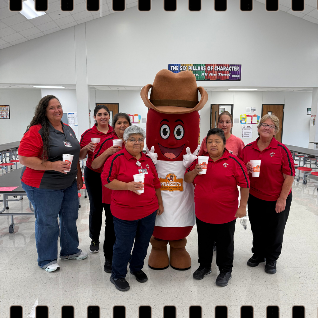 prasek's mascot with staff and tea