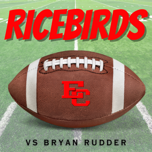 ricebirds over a football with vs bryan rudder below it
