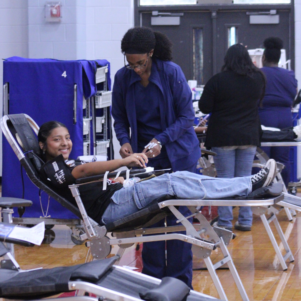 girl giving blood