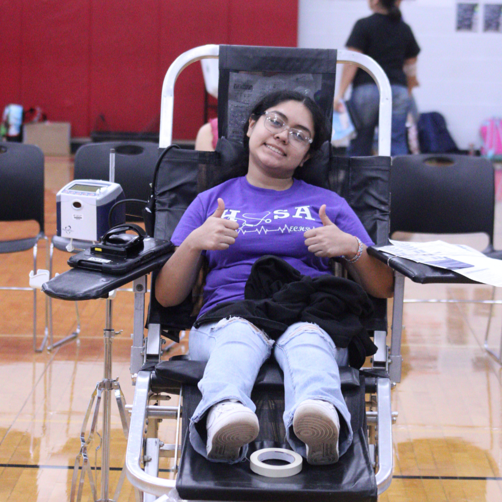 girl giving blood