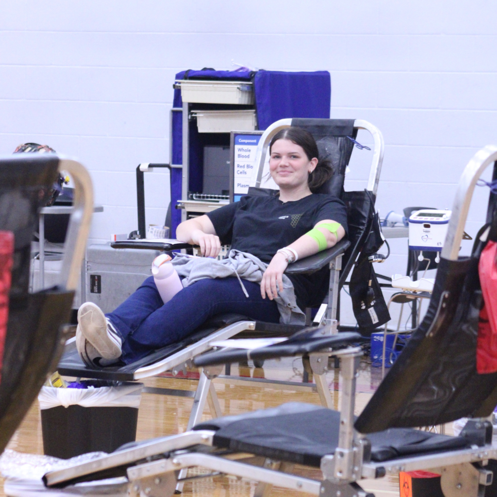girl giving blood