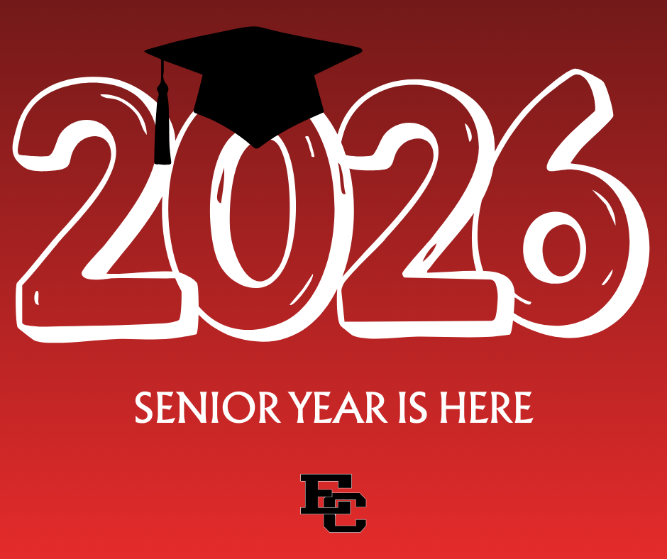 2026 with graduation cap and "senior year is here" below it
