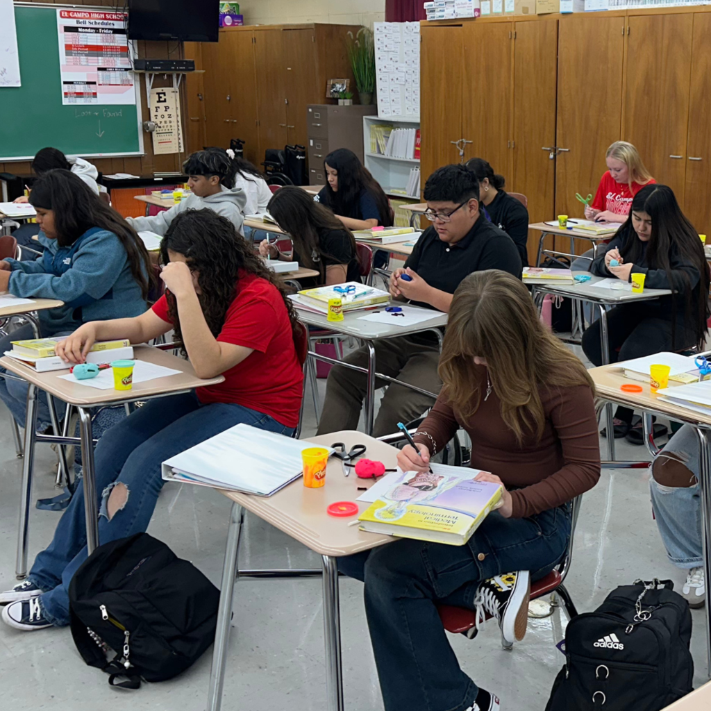 students working on their potatoes