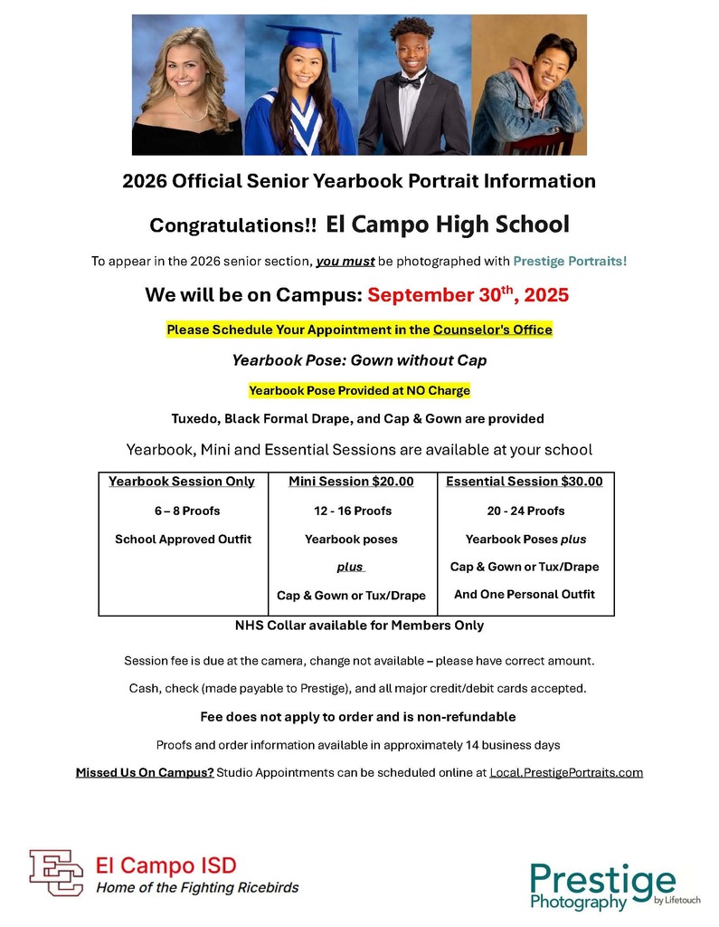 Senior Portraits make-up/retake flyer