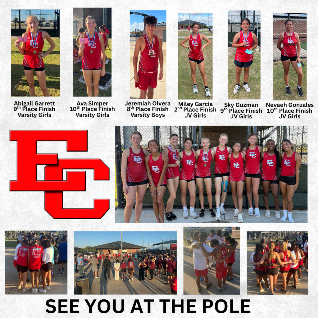 El Campo Run Results and kids around the flag pole