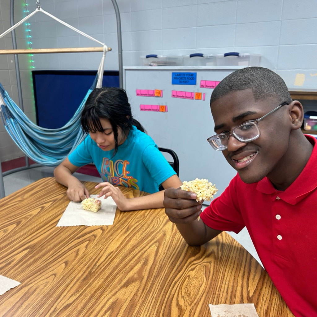 kids enjoying rice krispie treats