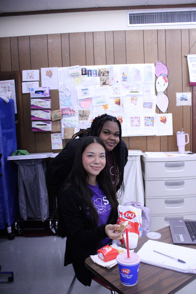 students at meeting