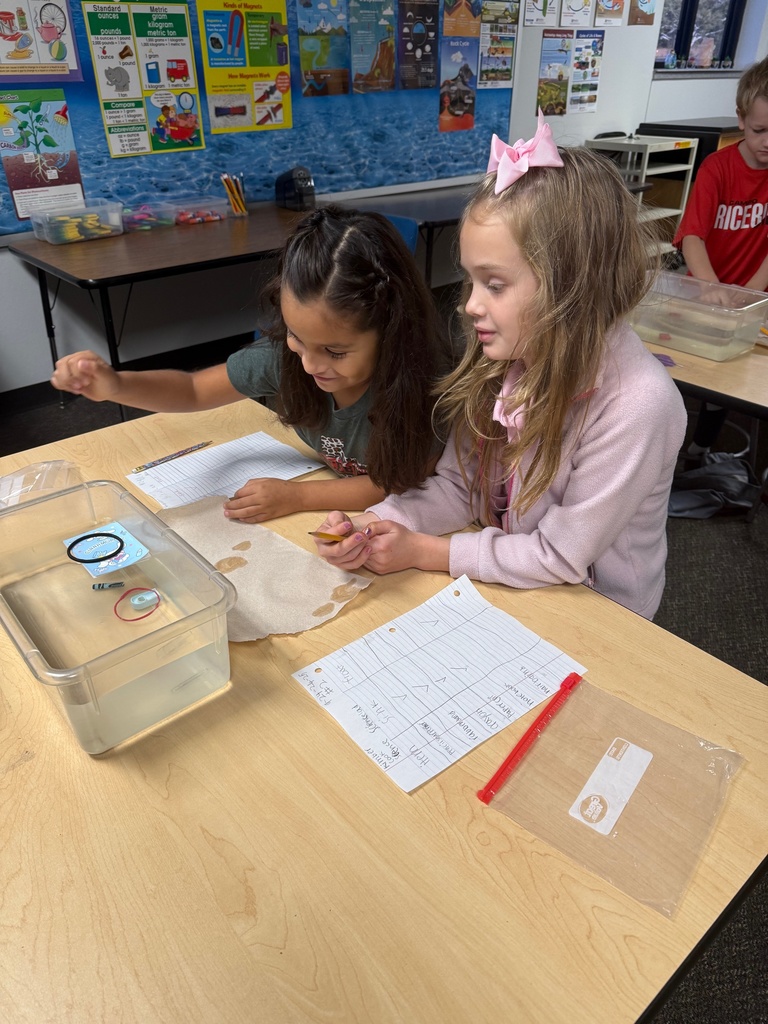 kids observing and taking notes about objects in container of water