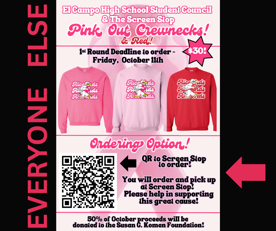 order form for pink ricebird sweatshirt fundraiser