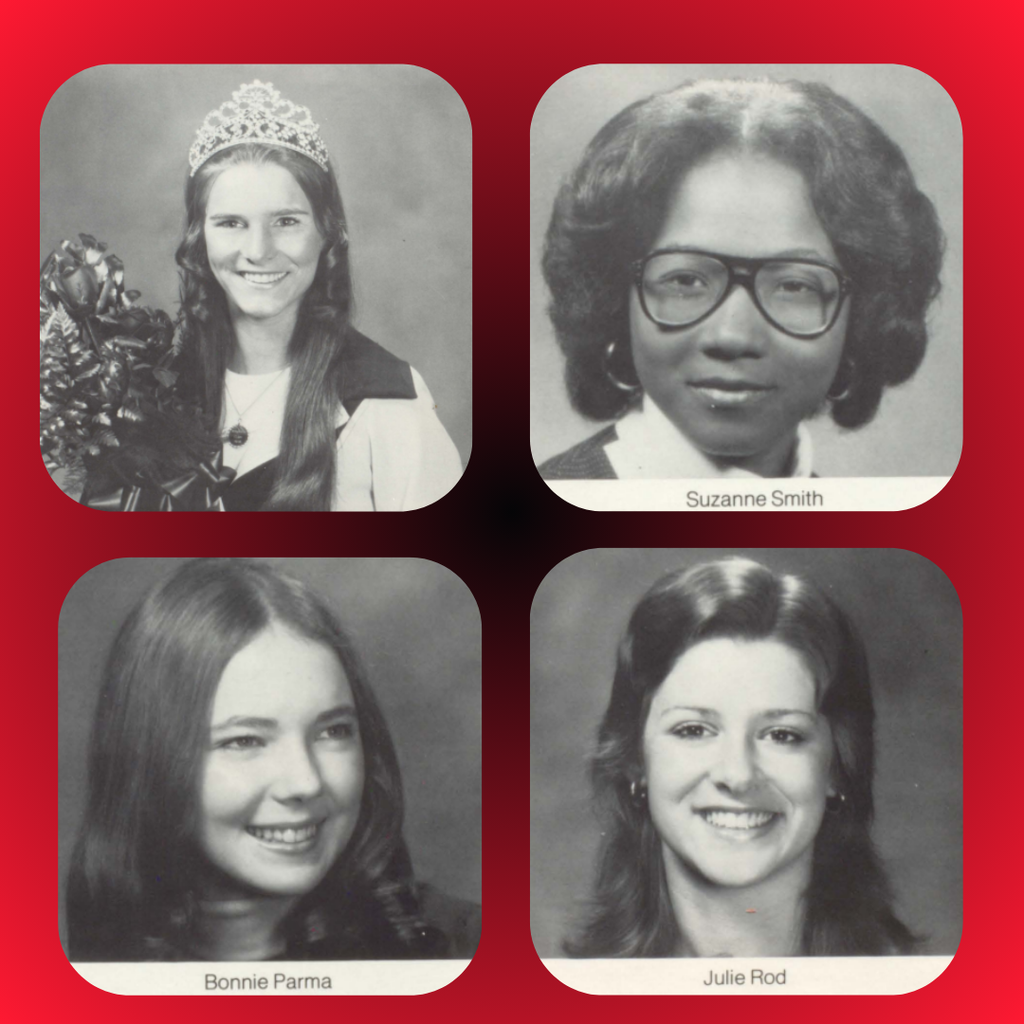 queen sharon priesmeyer and her court of suzanne smith, bonnie parma, and julie rod