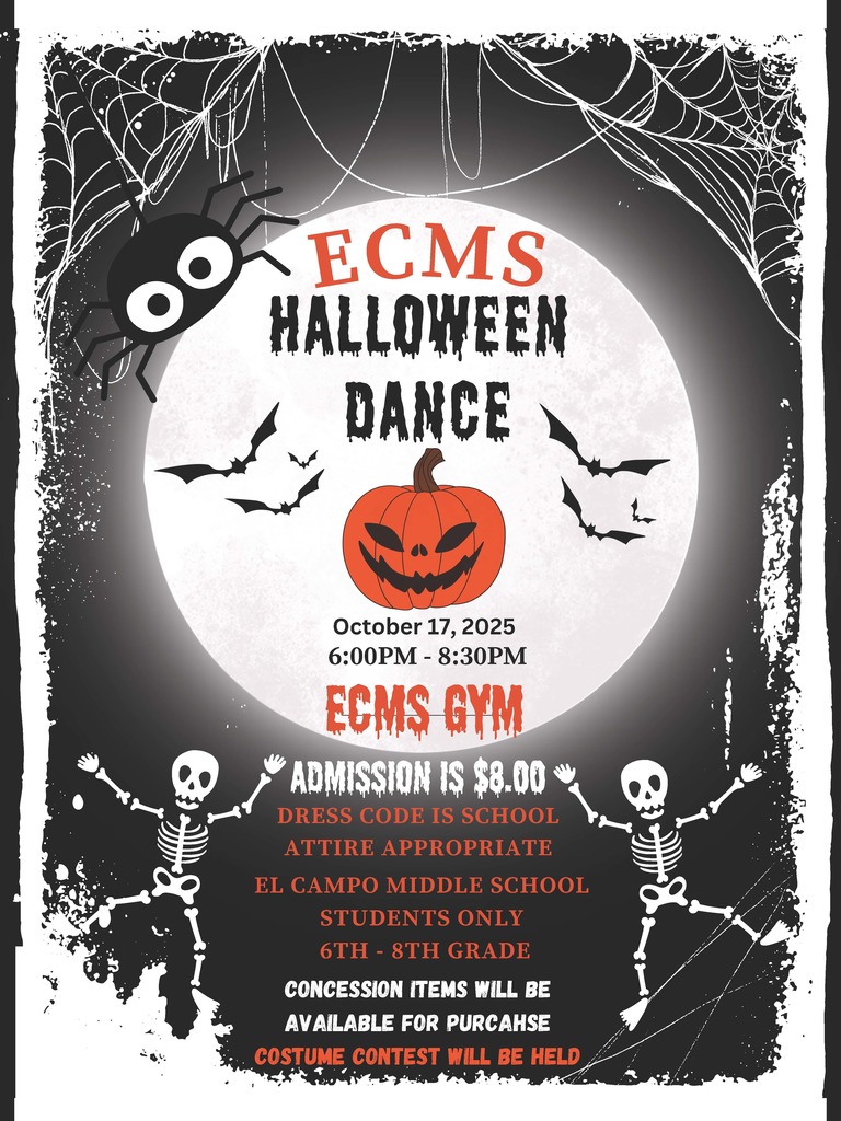 ECMS Halloween Dance october 17 6-8:30 $8 and costume contest
