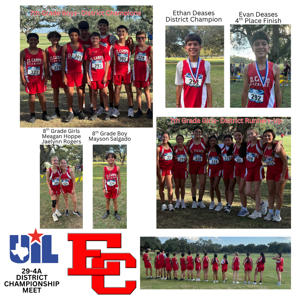 runners with their medals at the district meet for middle school