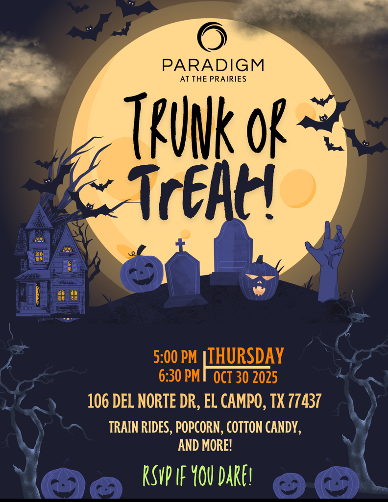trunk or treat october 30 from 5-6:30 at paradigm