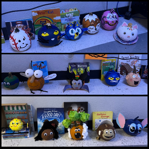 collage of book character pumpkins