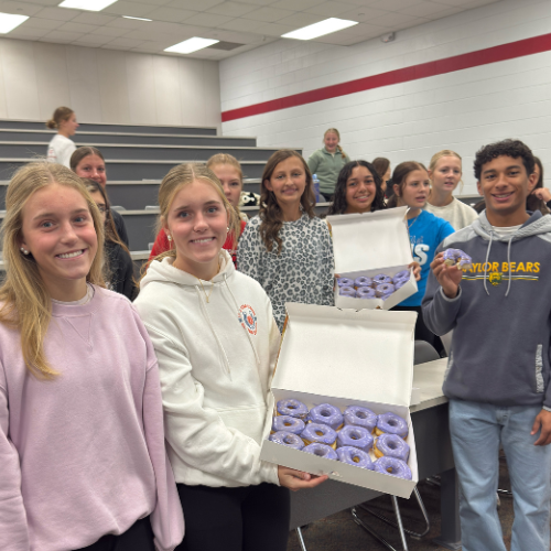 kids with purple donuts