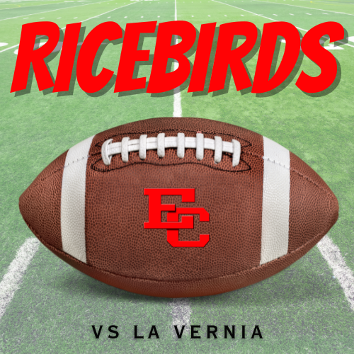ricebirds over a football with vs la vernia below it