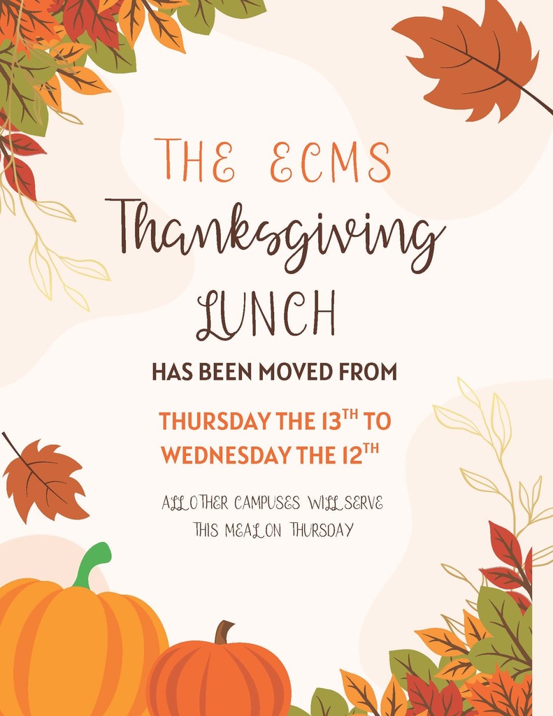 ECMS Thanksgiving meal November 12th
