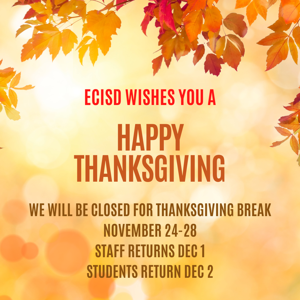 closed november 24-28. staff return on December 1 and students return on december 2