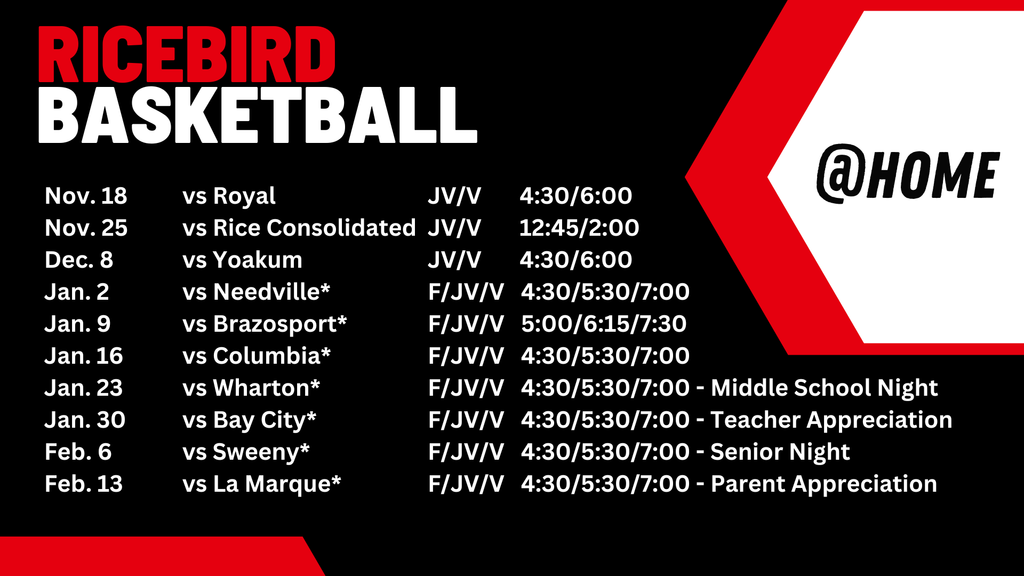 ricebird basketball home schedule