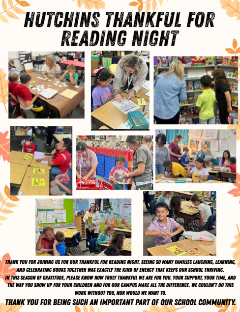 collage of pictures from thankful for reading night