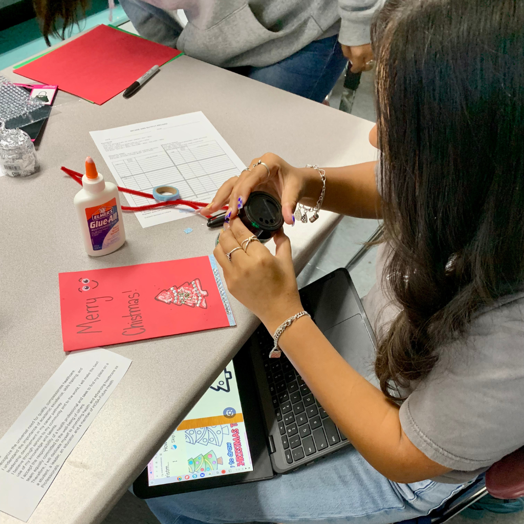 students making holiday cards 