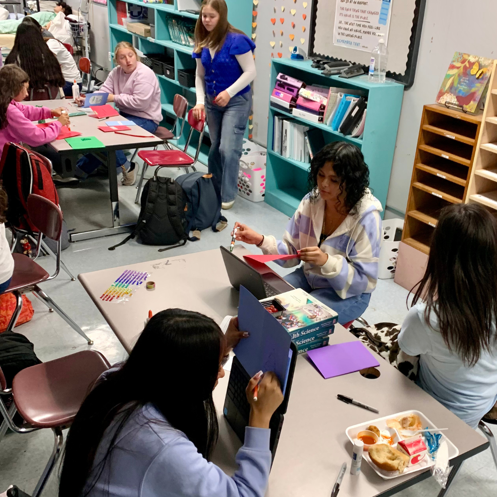 students making holiday cards