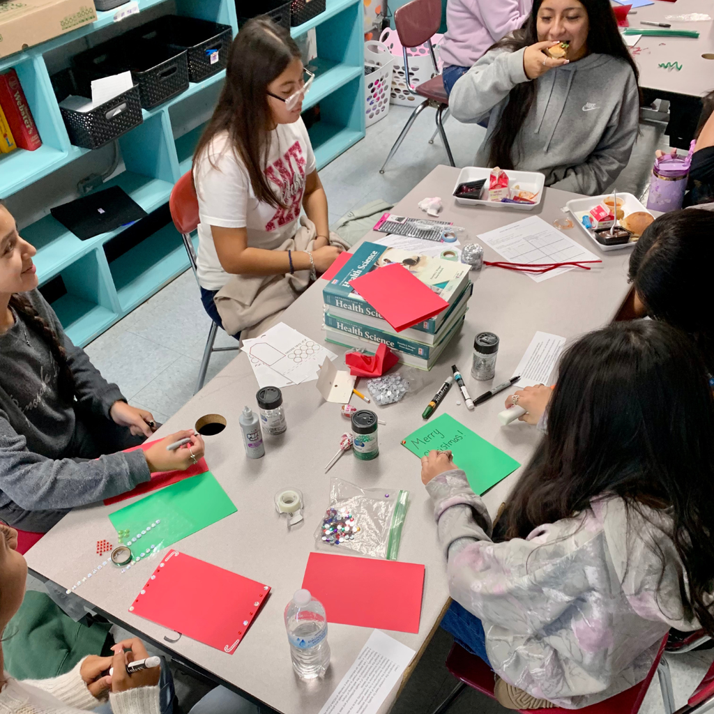 students making holiday cards 