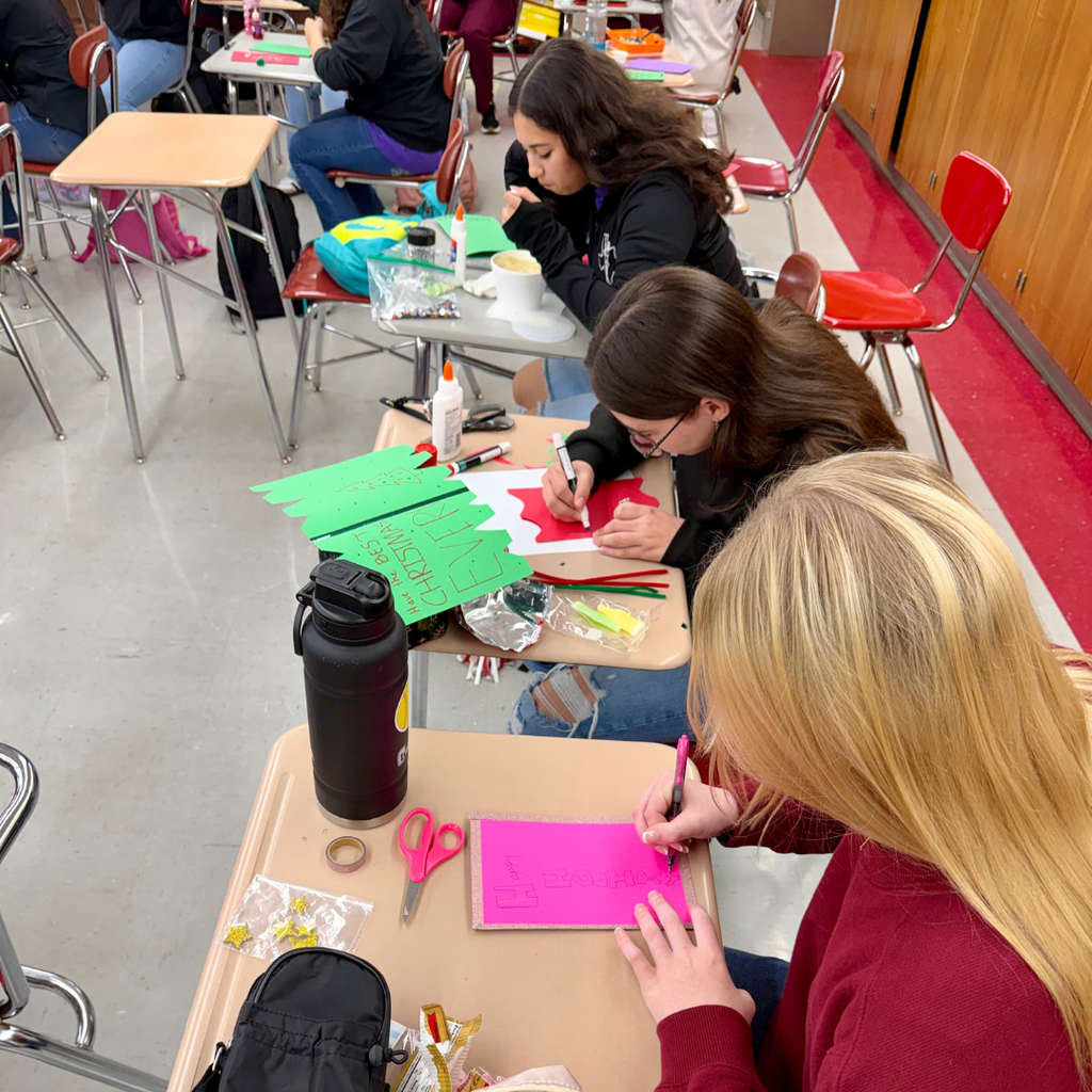 students making holiday cards