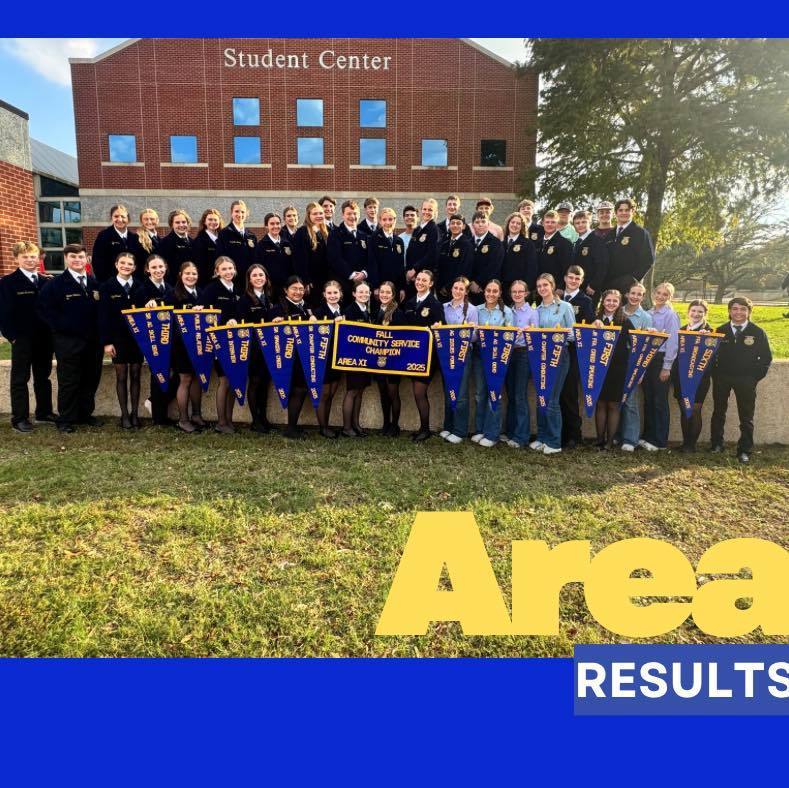 group picture with banners at area contest