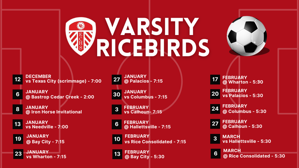 schedule of varsity ricebird soccer
